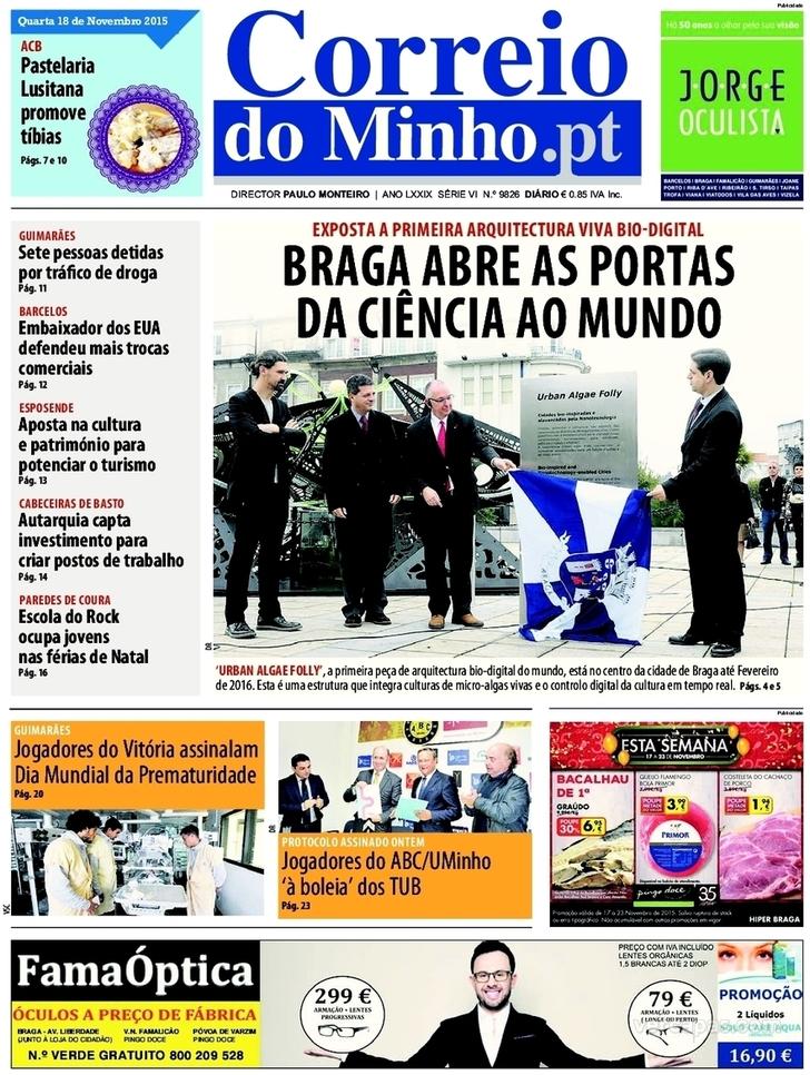Capa Correio do Minho - 2015-11-18
