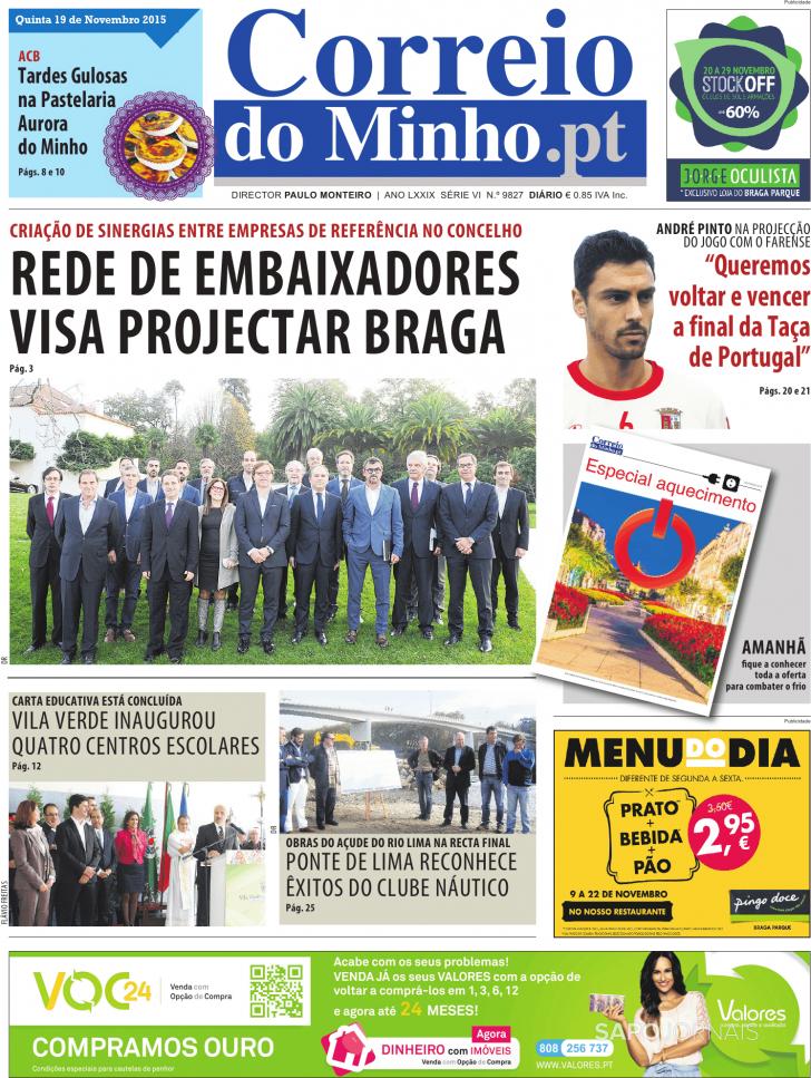 Capa Correio do Minho - 2015-11-19