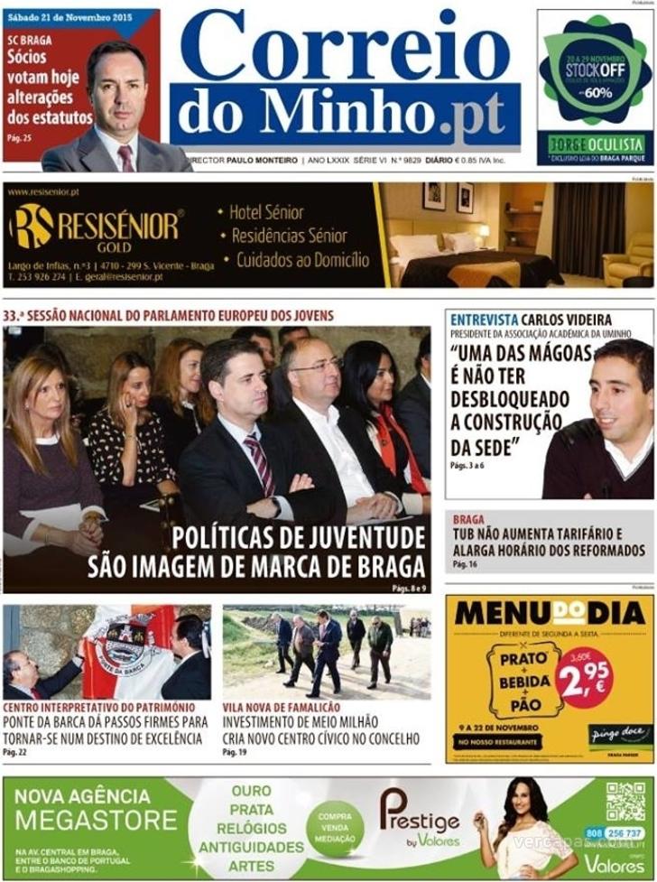 Capa Correio do Minho - 2015-11-21
