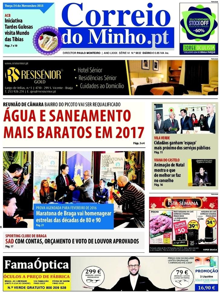 Capa Correio do Minho - 2015-11-24