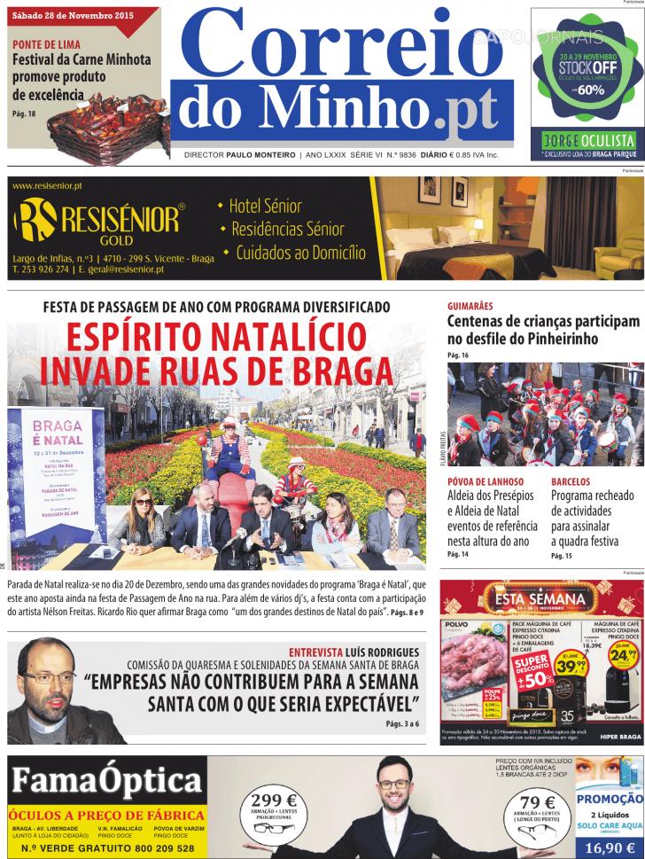 Capa Correio do Minho - 2015-11-28