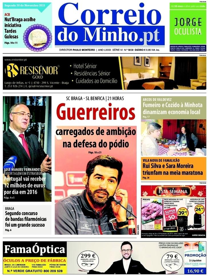 Capa Correio do Minho - 2015-11-30