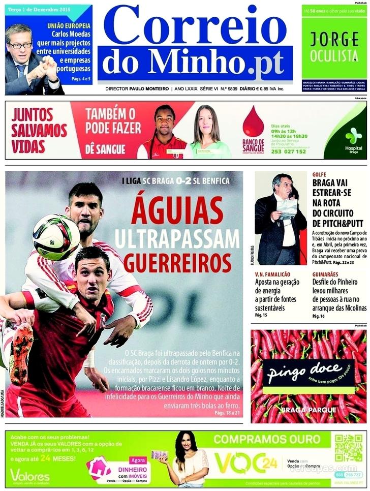 Capa Correio do Minho - 2015-12-01