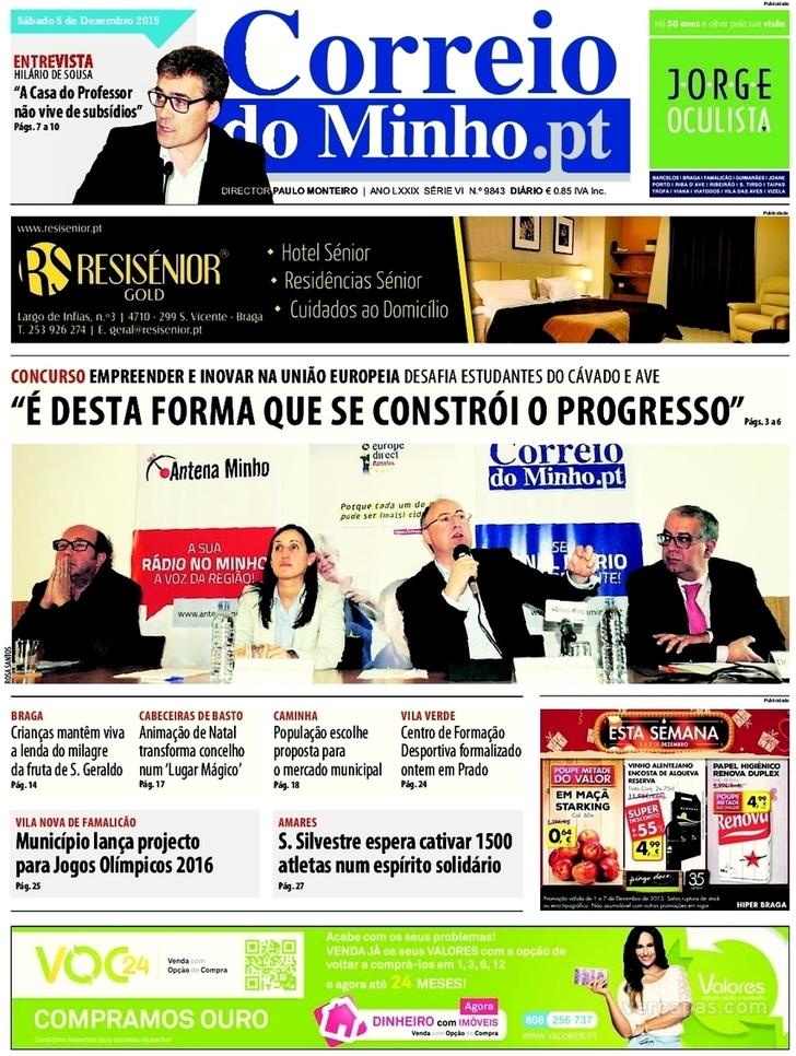 Capa Correio do Minho - 2015-12-05