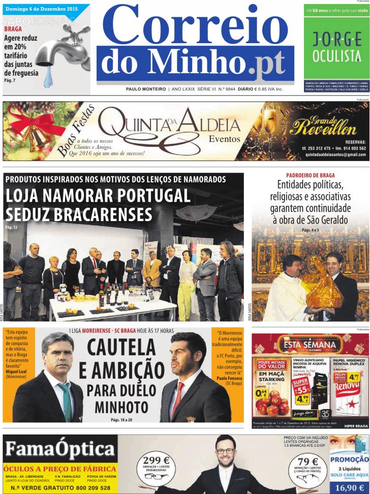 Capa Correio do Minho - 2015-12-06