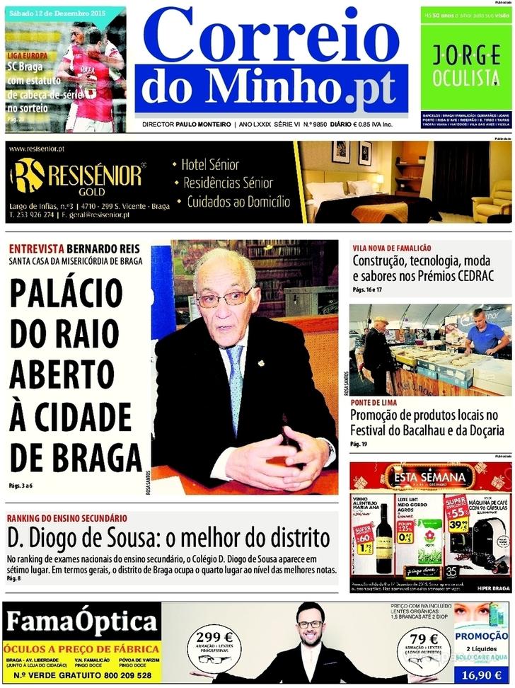 Capa Correio do Minho - 2015-12-12