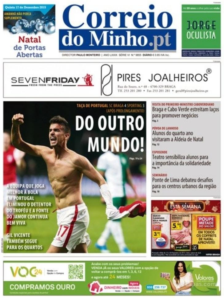 Capa Correio do Minho - 2015-12-17
