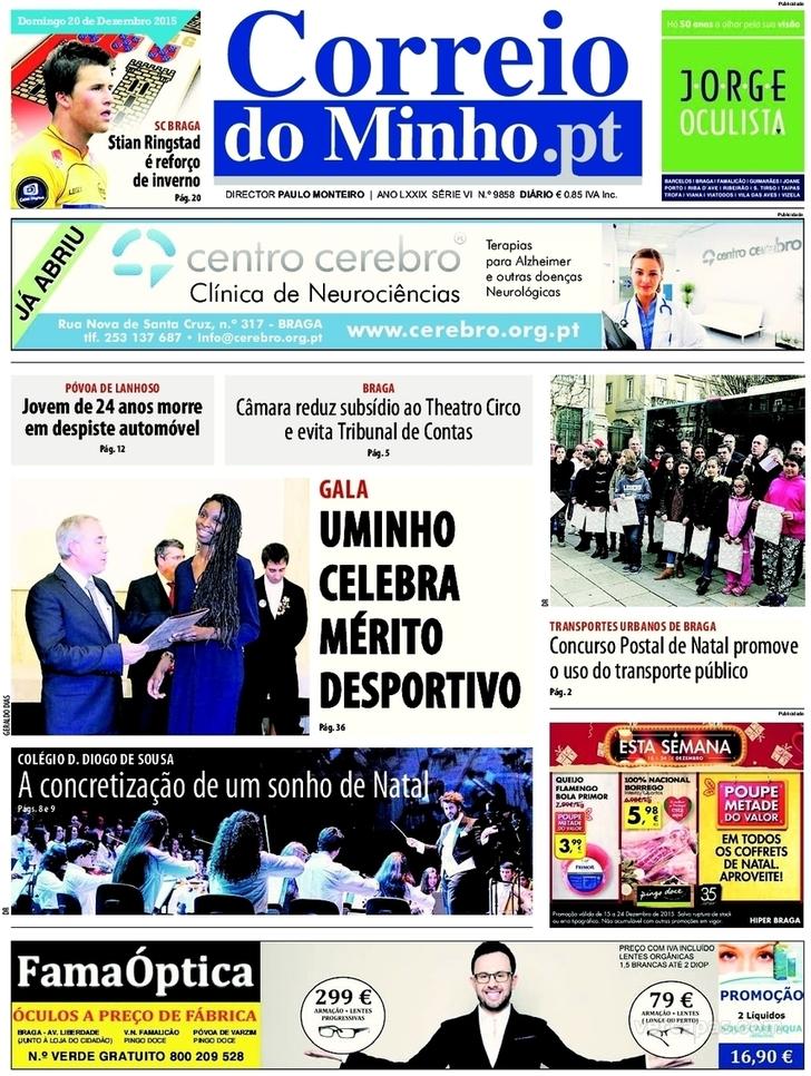 Capa Correio do Minho - 2015-12-20
