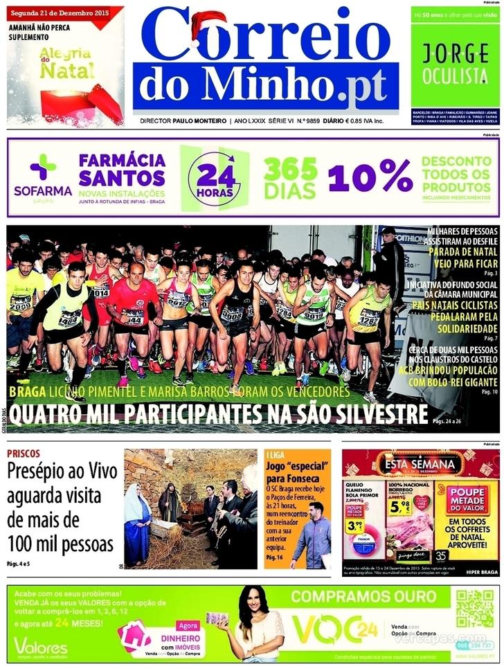 Capa Correio do Minho - 2015-12-21
