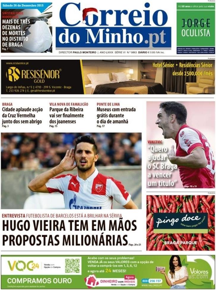 Capa Correio do Minho - 2015-12-26