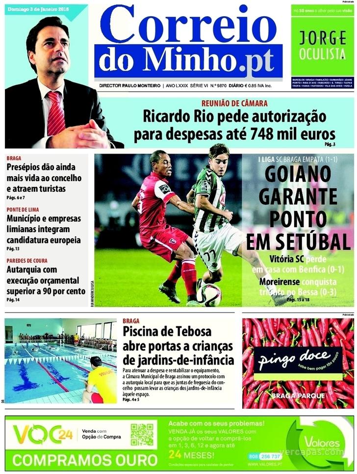 Capa Correio do Minho - 2016-01-03