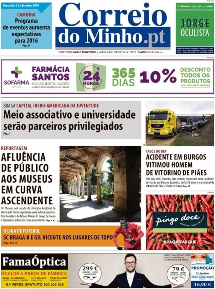 Capa Correio do Minho - 2016-01-04