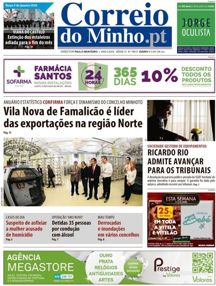 Capa Correio do Minho - 2016-01-05