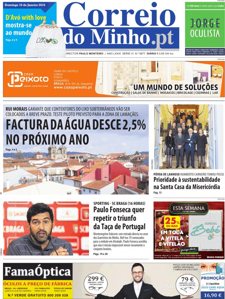 Capa Correio do Minho - 2016-01-10