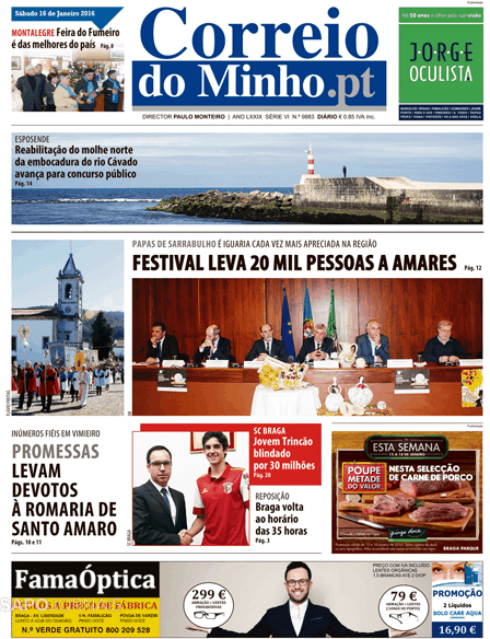 Capa Correio do Minho - 2016-01-16