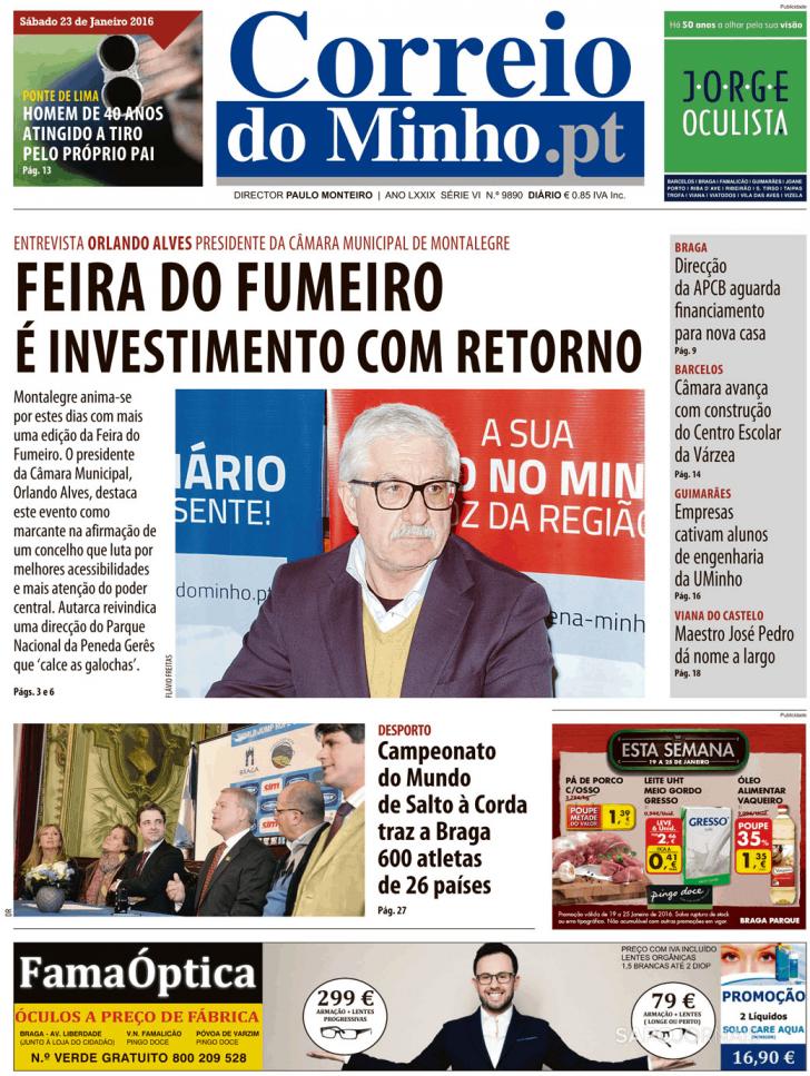 Capa Correio do Minho - 2016-01-23