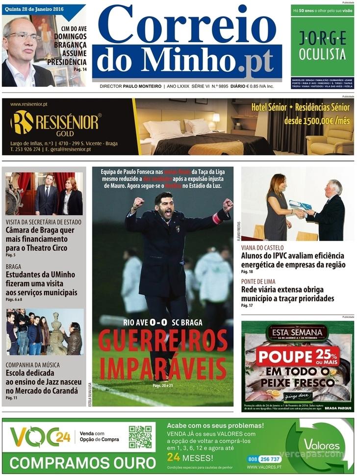 Capa Correio do Minho - 2016-01-28