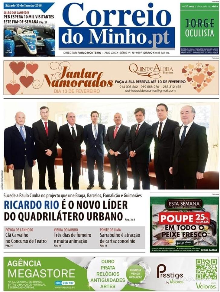 Capa Correio do Minho - 2016-01-30