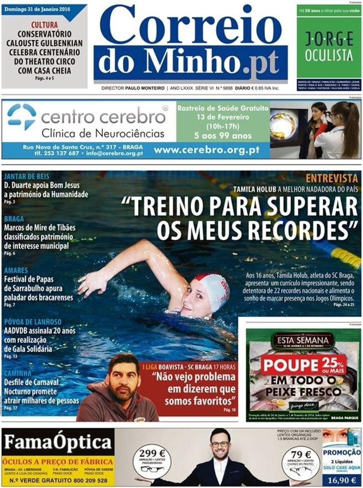 Capa Correio do Minho - 2016-01-31
