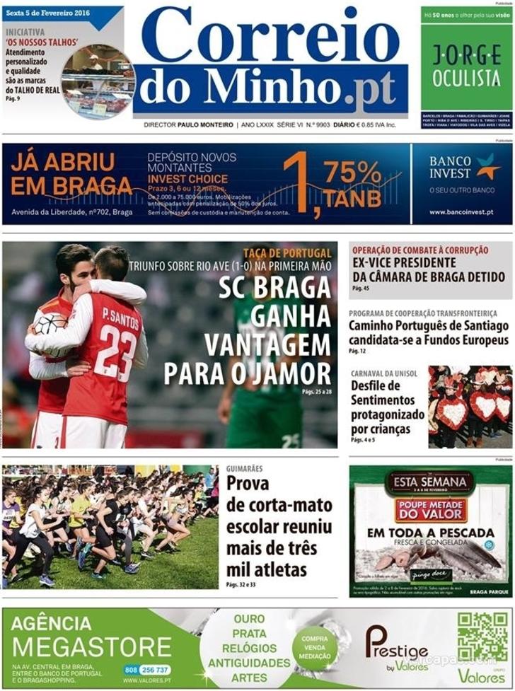 Capa Correio do Minho - 2016-02-05