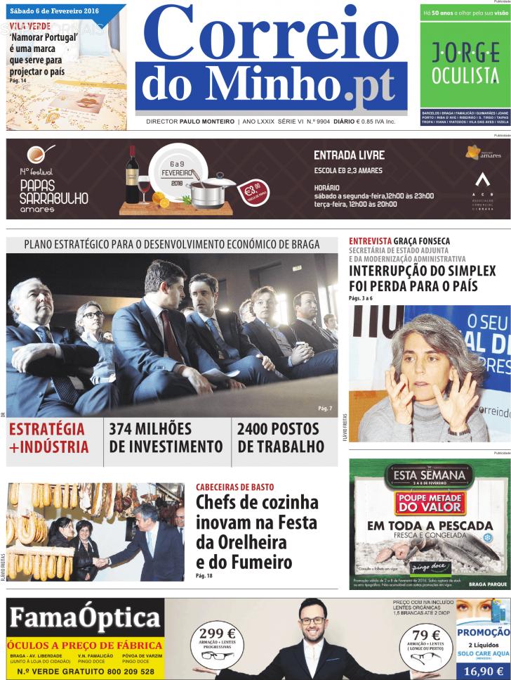 Capa Correio do Minho - 2016-02-06