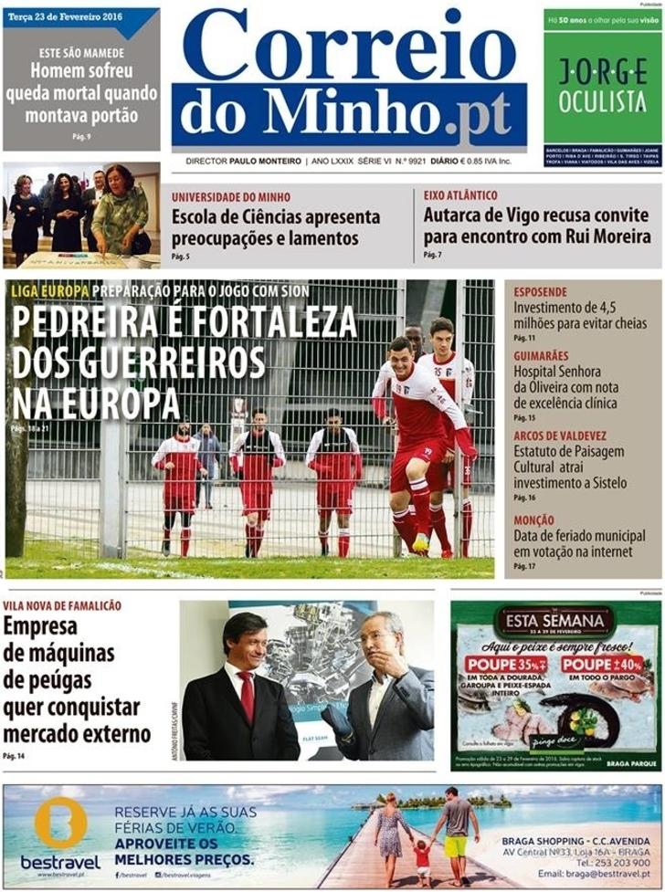 Capa Correio do Minho - 2016-02-23