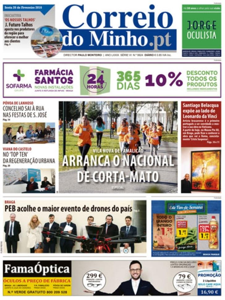 Capa Correio do Minho - 2016-02-26