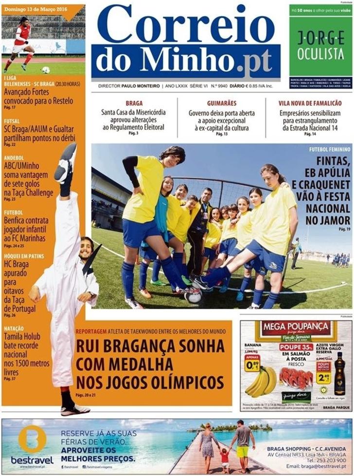 Capa Correio do Minho - 2016-03-13