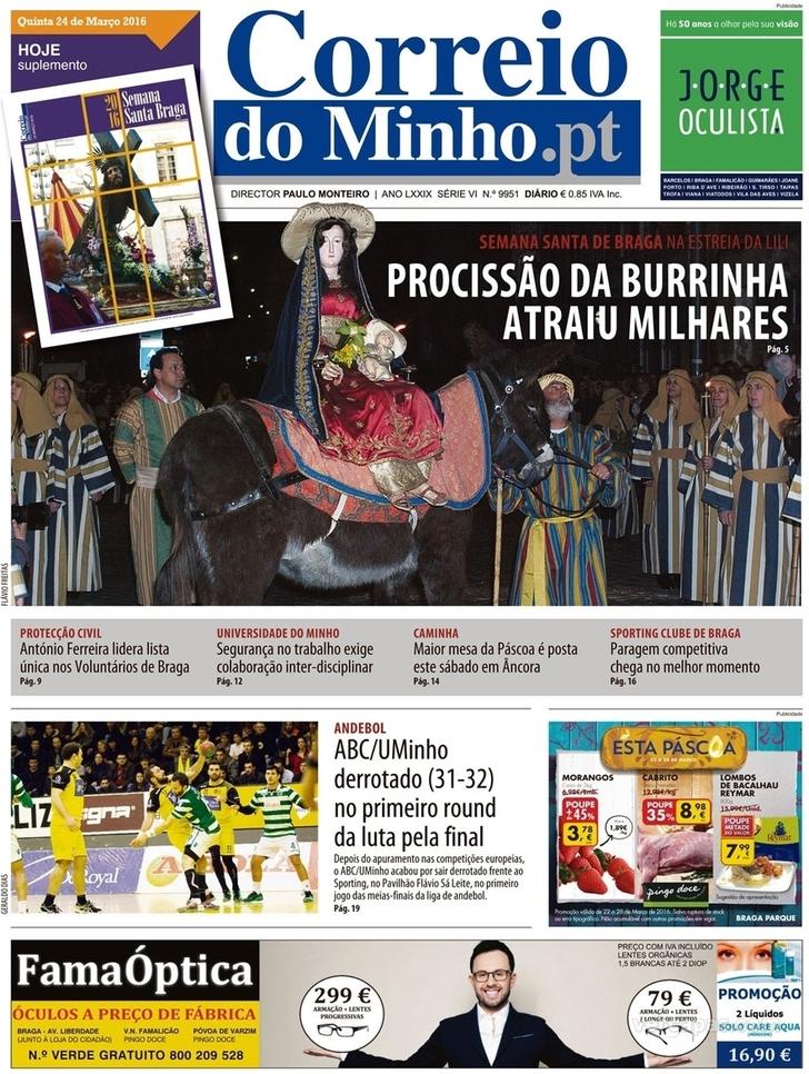 Capa Correio do Minho - 2016-03-24