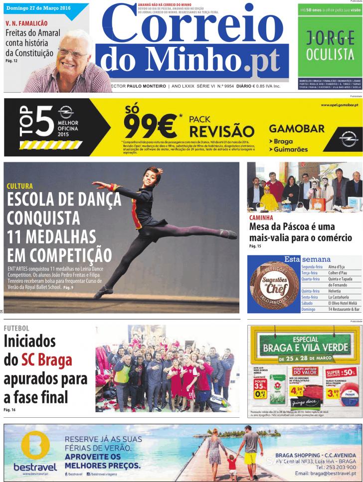 Capa Correio do Minho - 2016-03-27