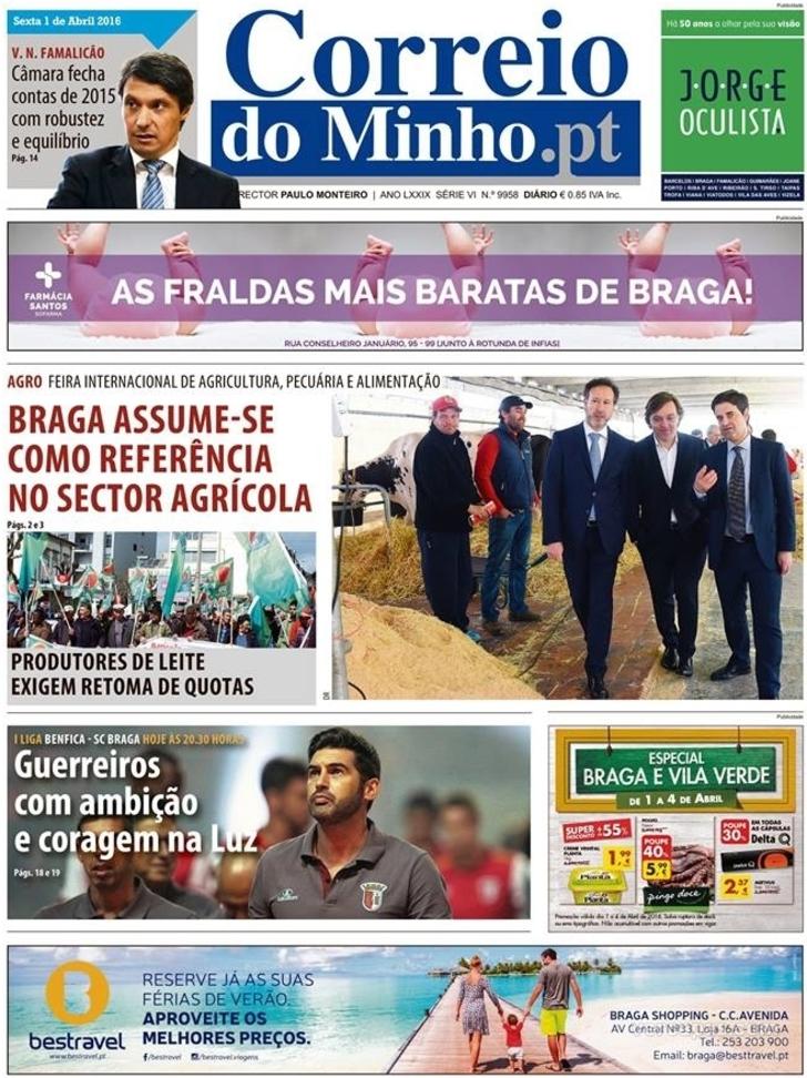 Capa Correio do Minho - 2016-04-01