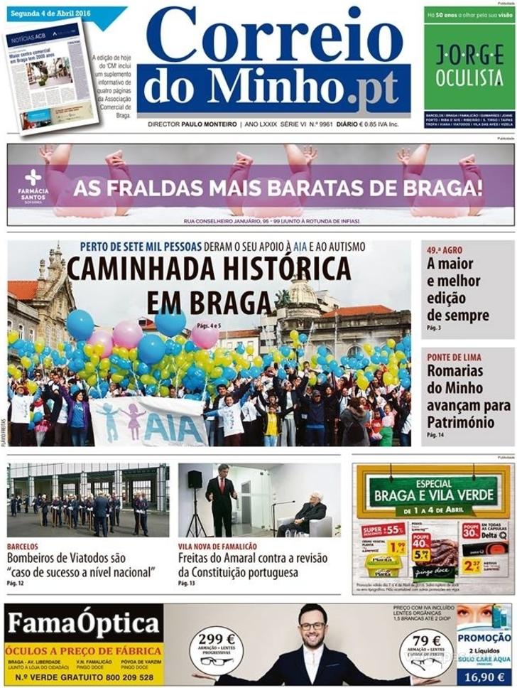 Capa Correio do Minho - 2016-04-04