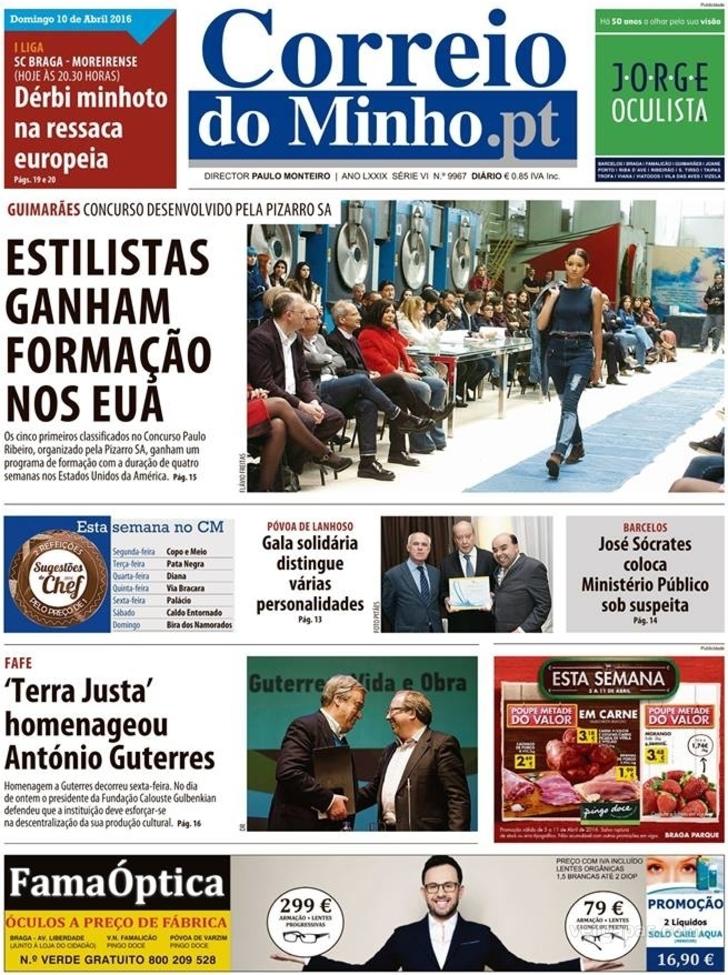 Capa Correio do Minho - 2016-04-10