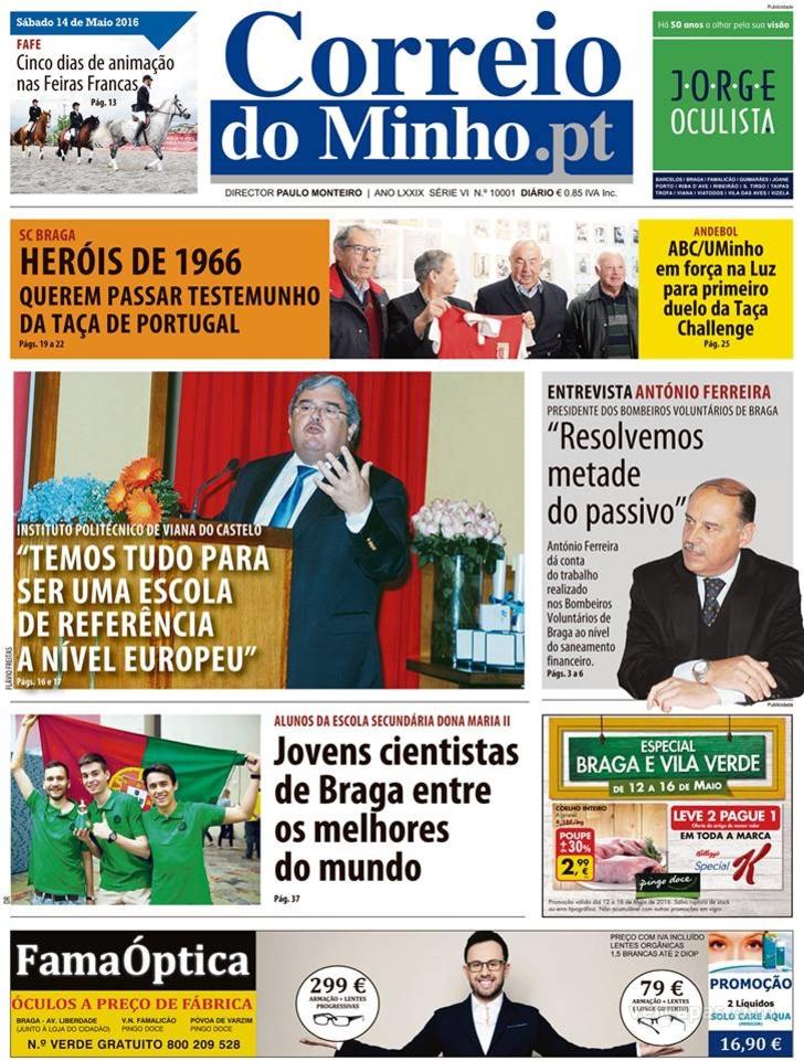 Capa Correio do Minho - 2016-05-14
