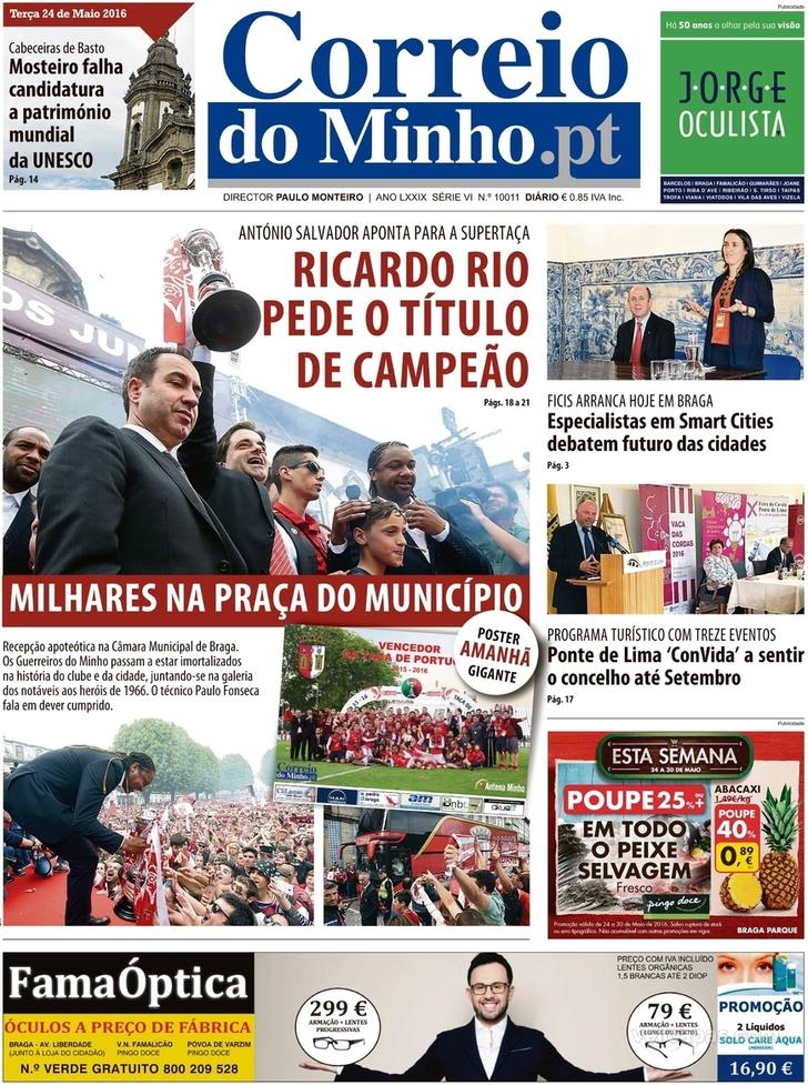 Capa Correio do Minho - 2016-05-24