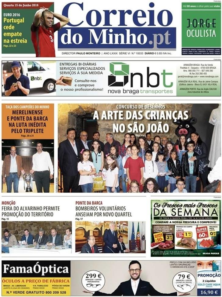 Capa Correio do Minho - 2016-06-15