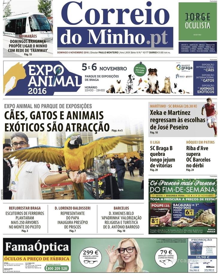 Capa Correio do Minho - 2016-11-06