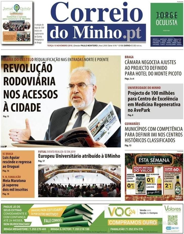 Capa Correio do Minho - 2016-11-15