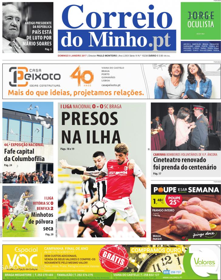 Capa Correio do Minho - 2017-01-08