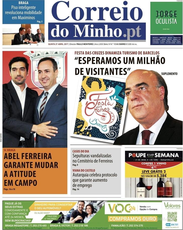 Capa Correio do Minho - 2017-04-27