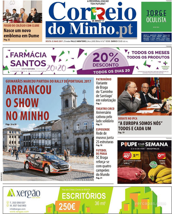 Capa Correio do Minho - 2017-05-19