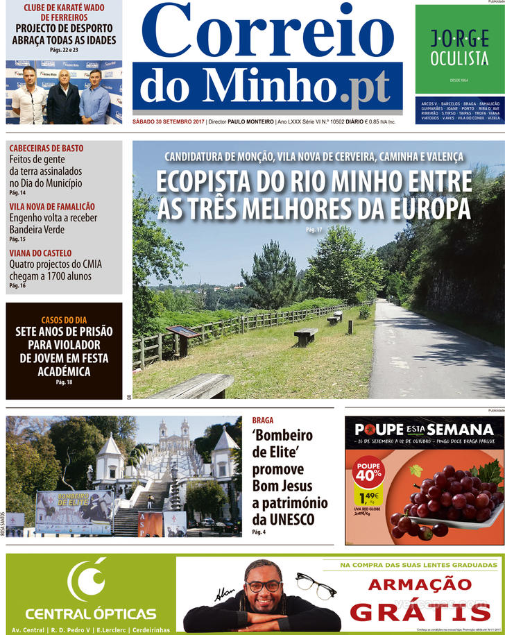 Capa Correio do Minho - 2017-09-30