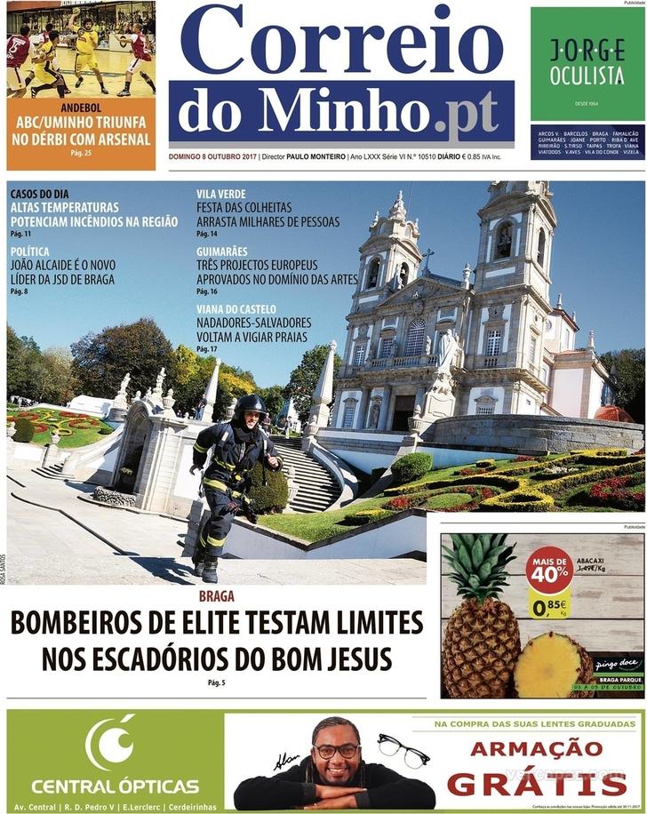 Capa Correio do Minho - 2017-10-08