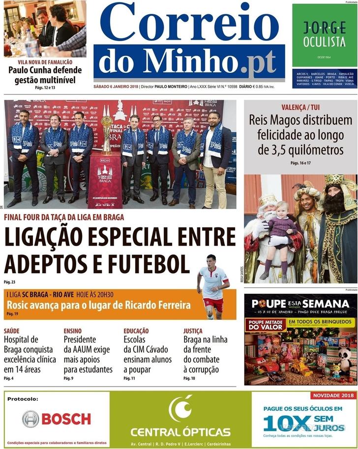 Capa Correio do Minho - 2018-01-06