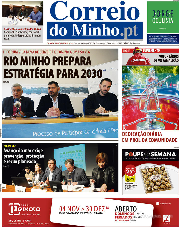 Capa Correio do Minho - 2018-11-21