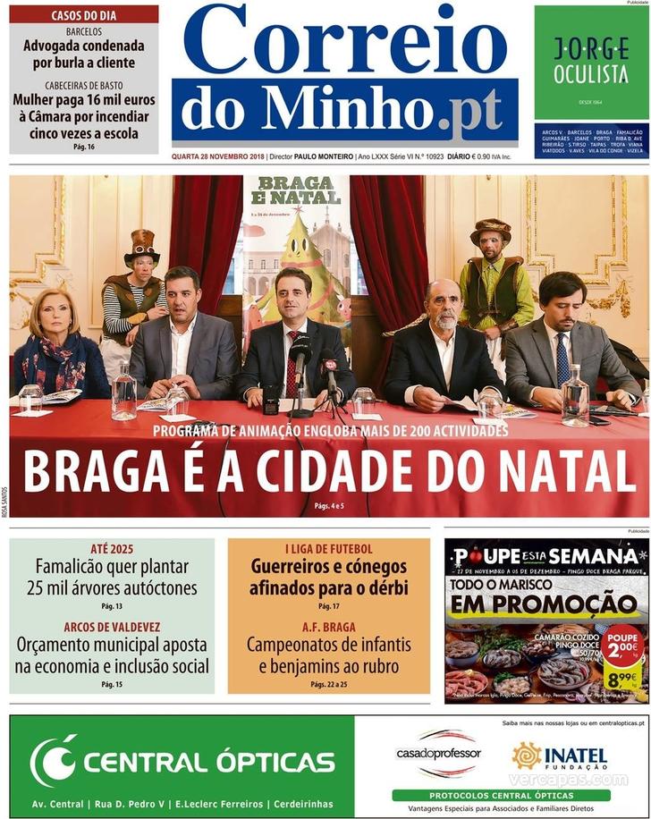 Capa Correio do Minho - 2018-11-28