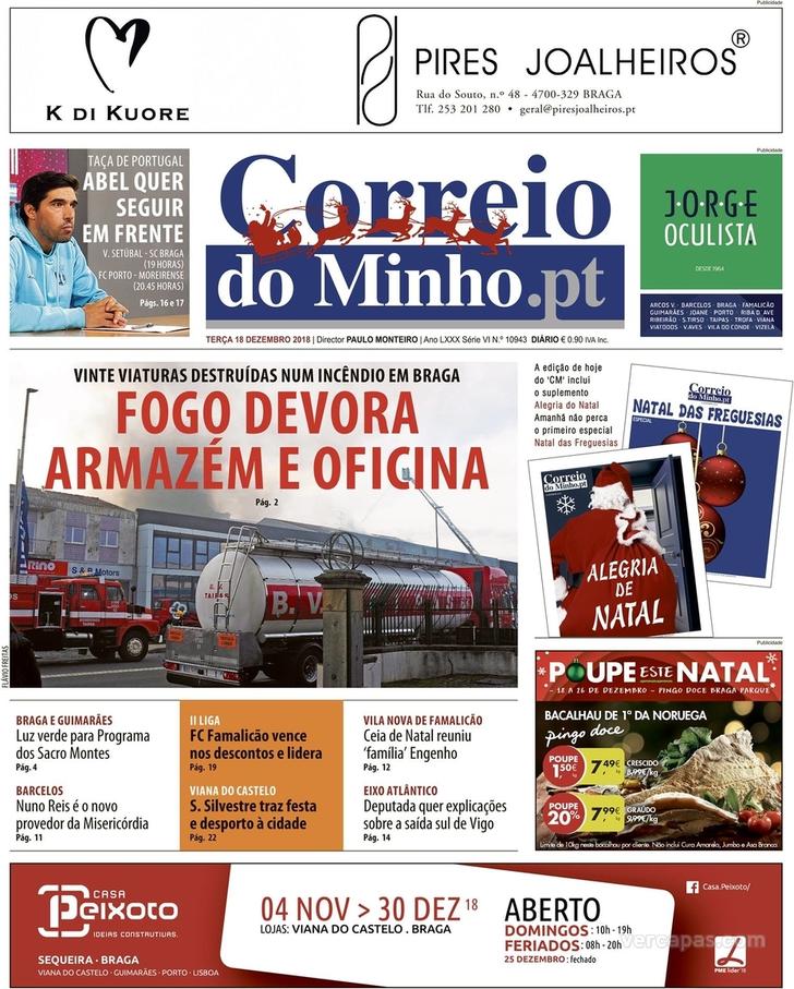 Capa Correio do Minho - 2018-12-18