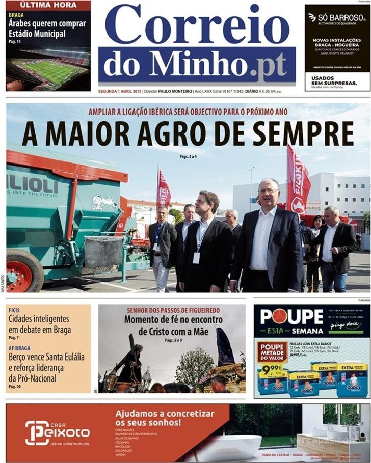 Capa Correio do Minho - 2019-04-01