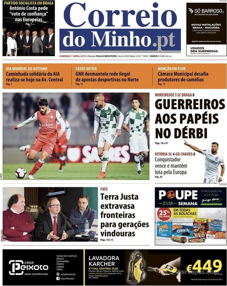 Capa Correio do Minho - 2019-04-07