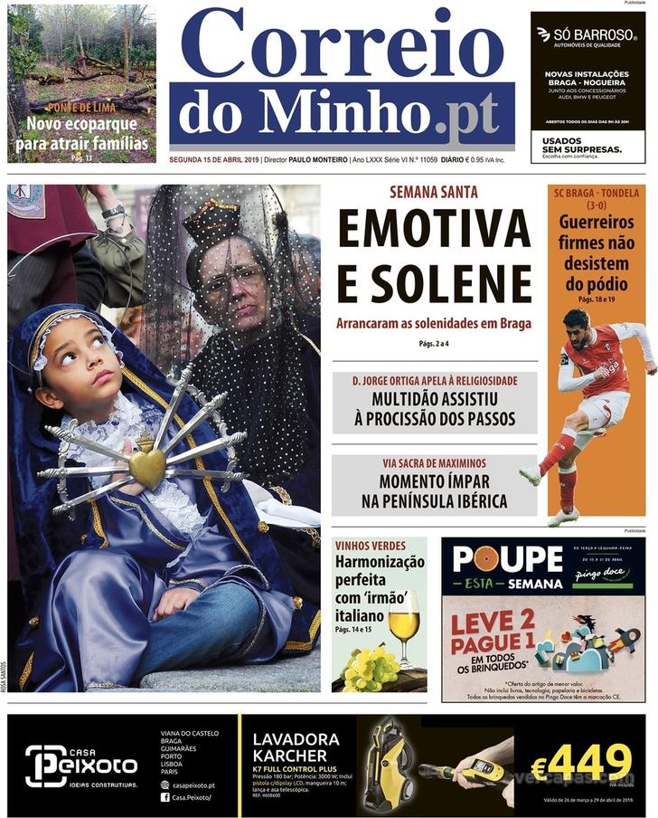 Capa Correio do Minho - 2019-04-15